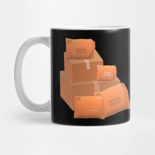 Happy Snail Mail Packages (Black Background) Mug